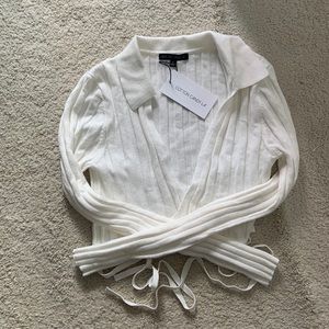 LOWEST PRICE NWT Cropped White Wrap Sweater